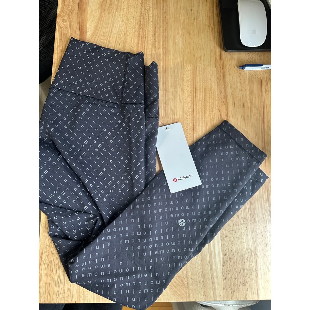 Lululemon Wunder Train High-Rise Tight 25" Size 8 Black Logo Print NWT